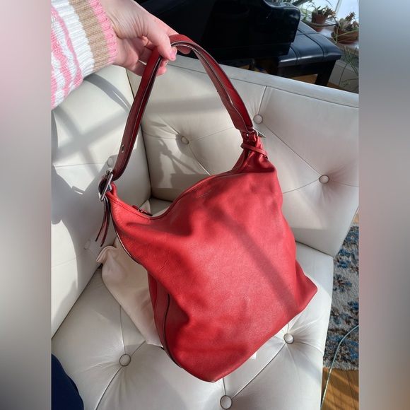 Coach 19893 Legacy Fiery Coral Retro Leather Duffle Hobo Bucket Shoulder Bag - Picture 4 of 16